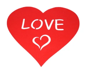 Serce z Love 38x33cm, 31x28cm